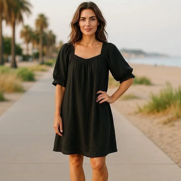 boho black mini dress Arianna Black Lace Halter Mini Dress - Size L - Mustard Seed main image 1